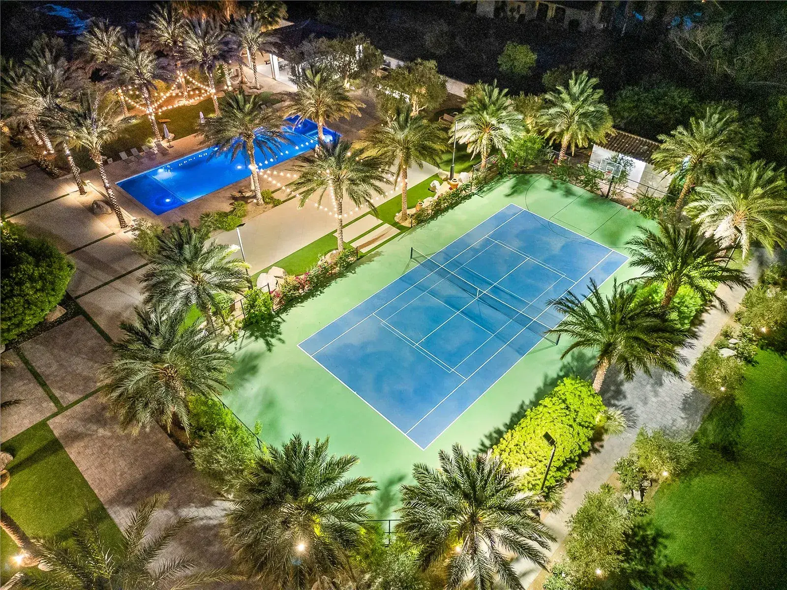 The courts and pools from above
