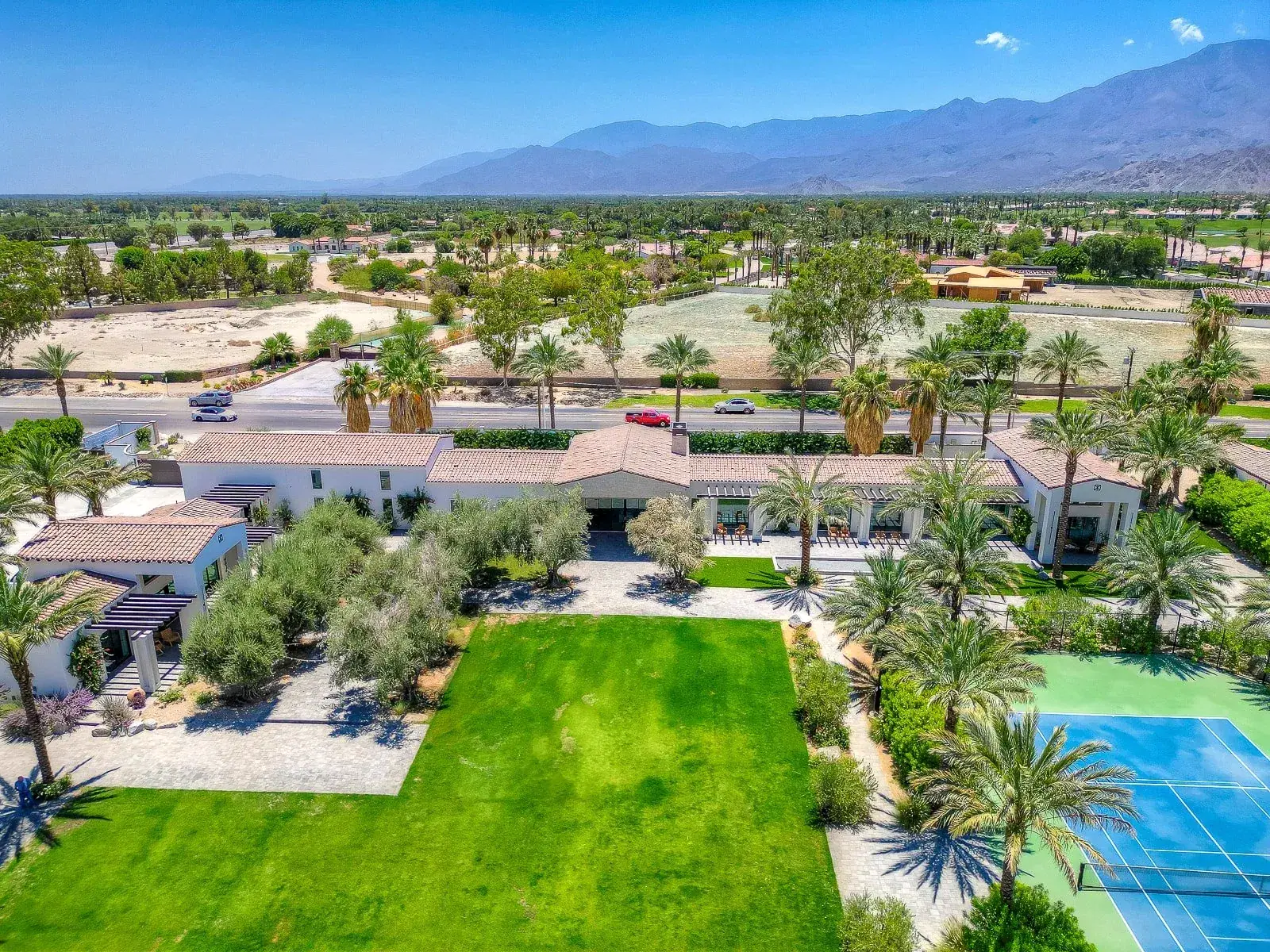 Aerial view toward the mountains