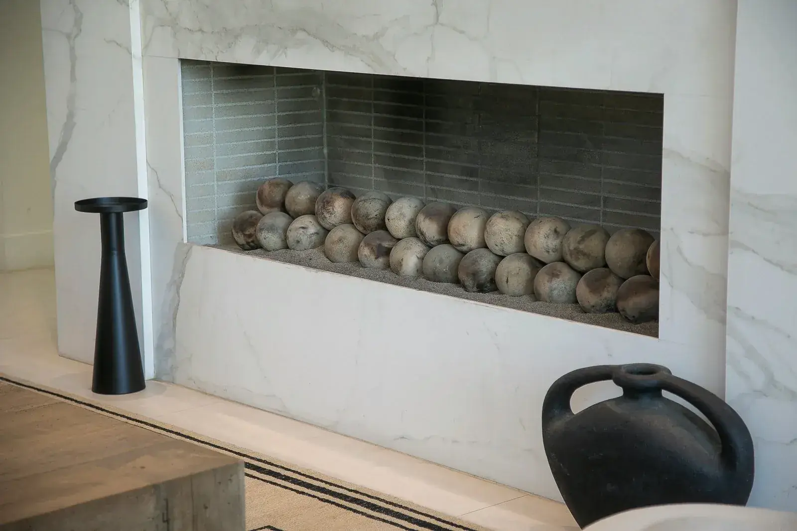 A fireplace detail