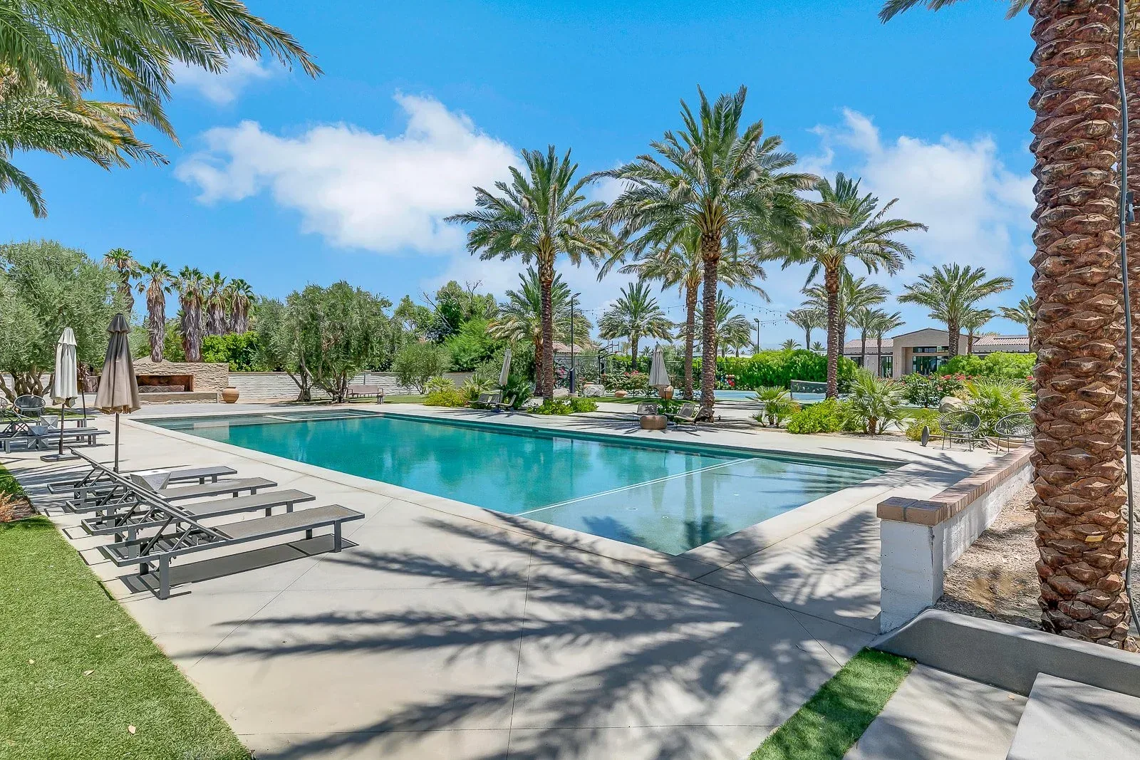 Loungers along the west pool
