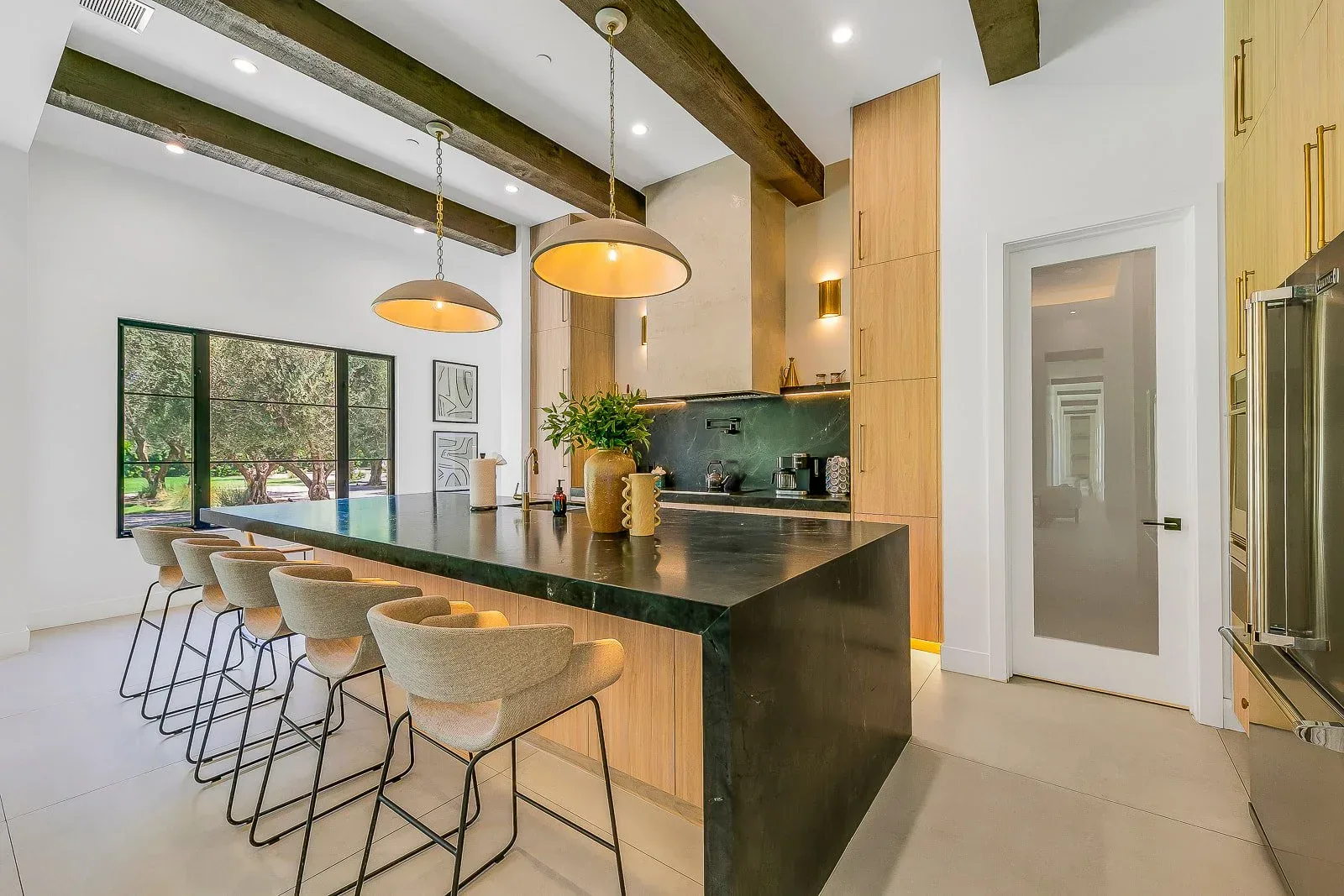 Bar seating at the kitchen