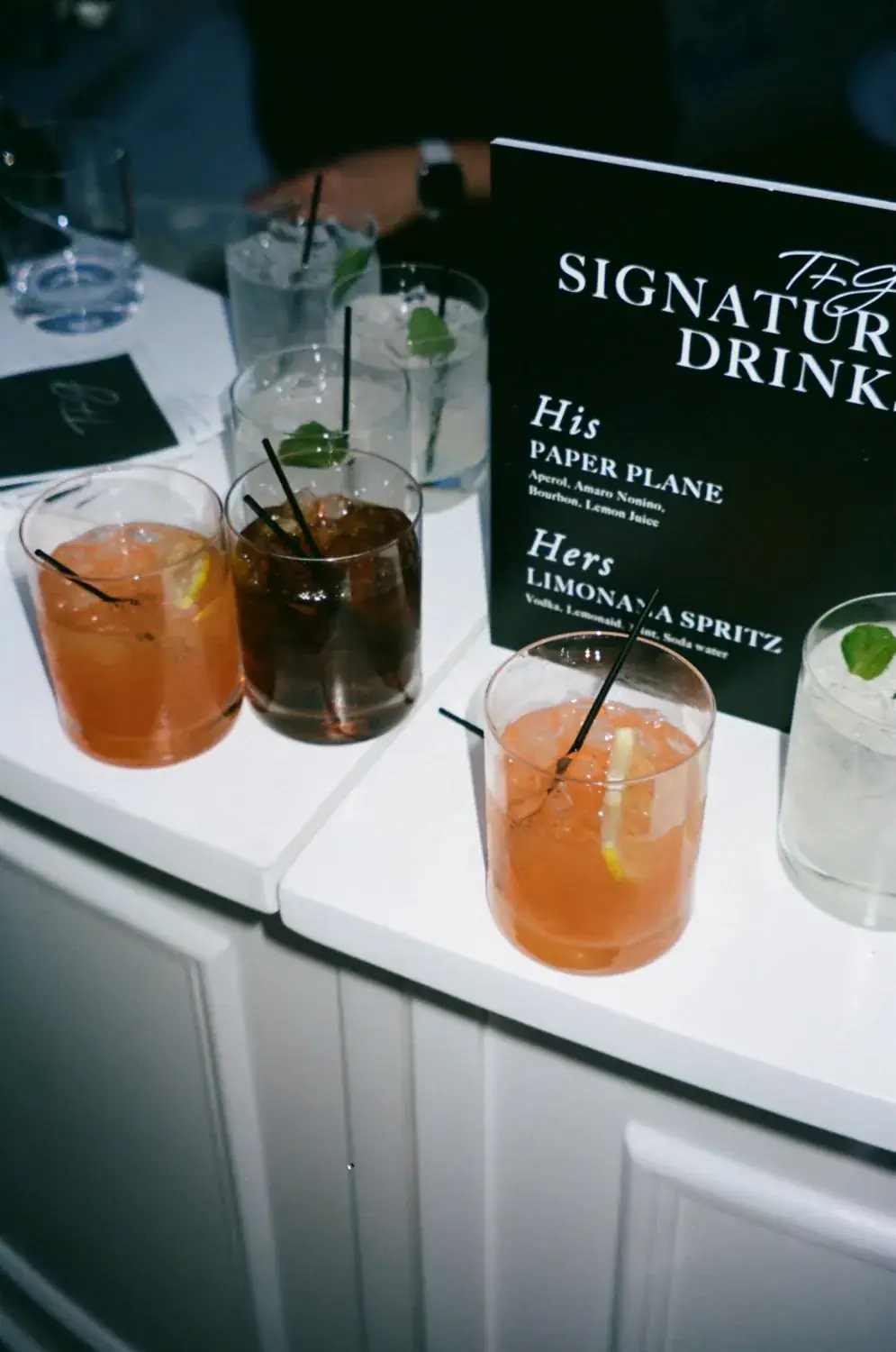 Signature cocktails at the bar